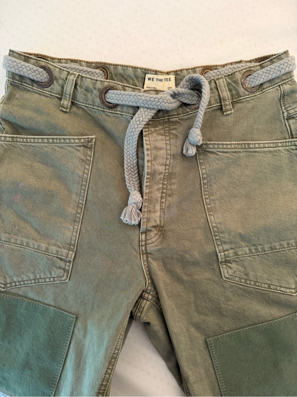 Free People Moxie Pull-On Barrel Jeans Size 27 Army Green NWOT - Picture 3 of 3